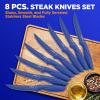 imageNutriChef Steak Knife Set of 8  Premium Serrated Stainless Steel Kitchen Knife Set  Ergonomic Design Sharp Blades NonStick ampamp RustResistant  Perfect for Home BBQs ampamp Restaurants BlackBlue