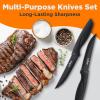 imageNutriChef Steak Knife Set of 8  Premium Serrated Stainless Steel Kitchen Knife Set  Ergonomic Design Sharp Blades NonStick ampamp RustResistant  Perfect for Home BBQs ampamp Restaurants BlackBlack