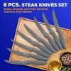 imageNutriChef Steak Knife Set of 8  Premium Serrated Stainless Steel Kitchen Knife Set  Ergonomic Design Sharp Blades NonStick ampamp RustResistant  Perfect for Home BBQs ampamp Restaurants BlackGray