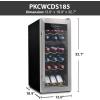 imageNutrichef 18 Bottle Wine Fridge  Dual Zone Wine Chiller  Adjustable Temperature 41F to 64F  Ultra Quiet Operation  Wine Cooler For Home ampamp Office  Free Standing 32x13x19 IN  Black
