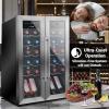 imageNutrichef 24 Bottle Wine Fridge  Dual Zone Wine Chiller  Adjustable Temperature 41F to 64F  Ultra Quiet Operation  Wine Cooler For Home ampamp Office  Free Standing 31x19x20 IN  BlackStainless Steel
