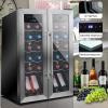 imageNutrichef 24 Bottle Wine Fridge  Dual Zone Wine Chiller  Adjustable Temperature 41F to 64F  Ultra Quiet Operation  Wine Cooler For Home ampamp Office  Free Standing 31x19x20 IN  BlackStainless Steel