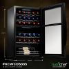 imageNutrichef 24 Bottle Wine Fridge  Dual Zone Wine Chiller  Adjustable Temperature 41F to 64F  Ultra Quiet Operation  Wine Cooler For Home ampamp Office  Free Standing 31x19x20 IN  BlackBlack