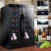 imageNutrichef 24 Bottle Wine Fridge  Dual Zone Wine Chiller  Adjustable Temperature 41F to 64F  Ultra Quiet Operation  Wine Cooler For Home ampamp Office  Free Standing 31x19x20 IN  BlackBlack