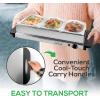 imageNutrichef Professional Stainless Steel Buffet Warmer Server with 3 Trays  Portable Hot Plate Food Warmer Station for Parties ampamp Events  Easy to Clean  3 Seethrough lids  Max Temperature 175F3 Pot 35 Quart
