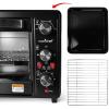 imageUpdated Premium Version Multifunction Grill Oven Dual Hot Plate Toaster Oven wRotisserie GrillGriddle Top Countertop Convection Oven wWire Grill Rack Baking Tray Skewers Tray HandlesSilver