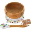 imageNutriChef Bamboo Baby Feeding Bowl  Wooden Infant Toddler Dish and Spoon Set wSilicone Suction Base for Stay Put Eating For Children Aged 472 Months SparkleBowl