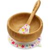 imageNutriChef Bamboo Baby Feeding Bowl  Wooden Infant Toddler Dish and Spoon Set wSilicone Suction Base for Stay Put Eating For Children Aged 472 Months Star BowlSmall