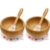 imageNutriChef Bamboo Baby Feeding Bowl  Wooden Infant Toddler Dish and Spoon Set wSilicone Suction Base for Stay Put Eating For Children Aged 472 Months Star BowlSmall Pack of 2