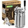 imageNutriChef Pressurized Growler Tap System 64oz Stainless Steel Mini Keg Dispenser Portable Kegerator Kit Co2 Pressure Regulator Keeps Carbonation for Craft Beer Draft and Homebrew