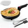 imageNutrichef Electric Crepe Maker  8inch Nonstick Cooktop with OnOff Switch  Cooks Roti Tortillas ampamp Pancakes  Automatic Temperature Control ampamp Cool Touch Handle  Includes Food Bowl Whisk ampamp SpatulaBlack