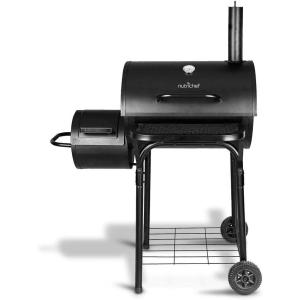 imageNutriChef Charcoal Grill Offset Smoker with Cover Portable Stainless Steel Grill Outdoor Camping BBQ and Barrel Smoker BlackCharcoal