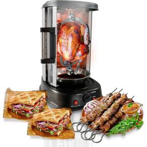 imageNutriChef Countertop Vertical Rotating Oven  Rotisserie Shawarma Machine Kebob Machine Stain Resistant ampamp Energy Efficient WHeat Resistant Door Includes Kebob Rack with 7 Skewers