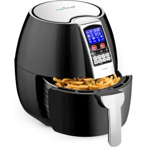 imageNutriChef Hot Air Fryer Oven  wDigital Display Electric Big 37 Qt Capacity Stainless Steel Kitchen Oilless Convection Power Multi Cooker wBasket Pan  Use for Baking Grill  Black One Size