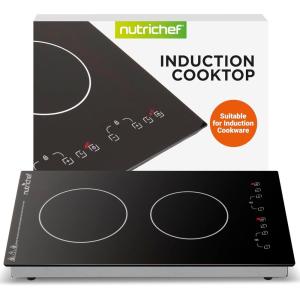 imageNutriChef Induction Cooktop 2 Burner Electric Stove  Adjustable Temperature Digital Touch Sensors StainResistantEasytoClean Induction Hot Plate 20 x 11 Inch  1800 Watt