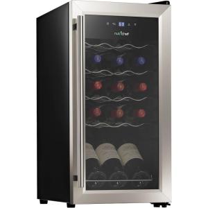 imageNutriChef PKCWC340 Wine Fridge 34 Bottle Single Zone Beverage Chiller 935L Capacity 33x19x17 IN BlackStainless Steel