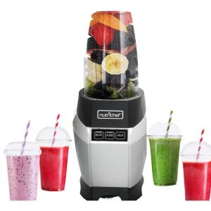 imageNutriChef Personal Electric Single Serve BlenderSmall Professional Kitchen Countertop Mini Blender for Shakes and Smoothies wPulse Blend Convenient Lid Cover Portable 20 ampamp 24 Oz Cups NCBL10005Assorted