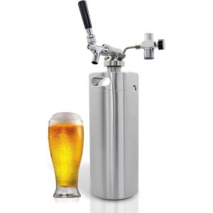 imageNutriChef Pressurized Growler Tap System  128oz Stainless Steel Homebrew Mini Keg Dispenser Portable Kegerator Kit  Co2 Pressure Regulator Keeps Carbonation for Craft Beer Draft 