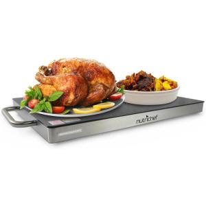 imageNutriChef Stainless Warming Hot Plate  Keep Food Warm w Portable Electric Food Tray Dish Warmer w Black Glass Top For Restaurant Parties Buffet Serving Table or Countertop Use  AZPKWTR30
