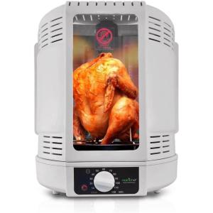 imageNutriChef Vertical Rotisserie Oven Roaster  Electric Shawarma ampamp Kebab Machine with Skewers Basket Tower Poultry Rack Drip Tray  For Chicken Turkey Lamb Beef  White