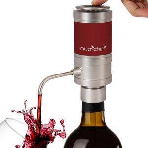 imageNutriChef Wine Dispenser Automatic Electric Wine Aerator Pourer w Metal Decanter Spout for Red and White Wine SmallDiecast Metal