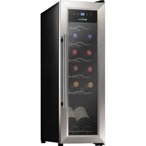 imageNutrichef 18 Bottle Slim Wine Fridge  Red ampamp White Wine Chiller  Adjustable Temperature Control 41F to 64F  Ultra Quiet Operation  Mini Wine Cooler for Home ampamp Office 30x13x17 INStainless Steel