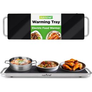 imageNutrichef Electric Hot Plate Tray Dish Warmer with Black Glass Top  Ideal for Home Buffet Parties Kitchen ampamp Dinners  Portable ampamp Perfect for Tables or Countertops  145 L x 86 W224 x 67 Inches