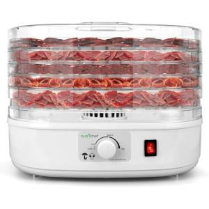 imageNutrichef Food Dehydrator Machine  Dehydrates Beef Jerky Meat Food Fruit Vegetables ampamp Dog Treats  Great For At Home Use  HighHeat Circulation for Even Dehydration  5 Easy to Clean TraysWhite