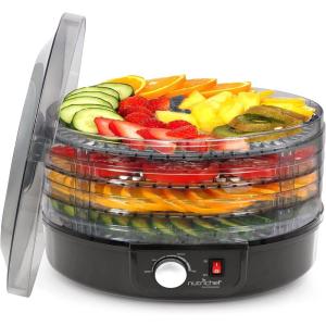 imageNutrichef Food Dehydrator Machine  Dehydrates Beef Jerky Meat Food Fruit Vegetables ampamp Dog Treats  Great For At Home Use  HighHeat Circulation for Even Dehydration  5 Easy to Clean TraysDark Black