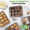 imageNutriChef Muffin Pans for Baking 4Pack  Nonstick 12 Mold Cupcake Tins  Carbon Steel Stackable Cup Cake Trays  Dishwasher ampamp Oven Safe  Includes 200 Parchment Paper Liners  13 x 10 x 1  GoldGold