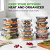 image24Piece Glass Food Storage Containers  Stackable Superior Glass Mealprep Containers wNewly Innovated Hinged BPAFree 100 Leakproof Locking Lids  FreezertoOvenSafe  NutriChef NCGLBU5 BlueGray
