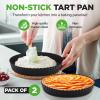 imageNutriChef 2 Round Tart Pans  9 Inch Carbon Steel Tart Baking Trays with Removable Base  Nonstick amp Even Heat Distribution  Includes 100 Parchment Papers  Height of 1 Inch  Black