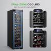 imageNutriChef 27 Bottle Wine Fridge  Dual Zone Wine Chiller  Adjustable Temperature 41F to 64F  Ultra Quiet Operation  Wine Cooler For Home amp Office  Free Standing 43x11x23 IN  Black