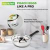 imageNutriChef Egg Poacher Pan Set  787 Stainless Steel Poached Egg Cooker with 4 NonStick Poaching Cups Glass Lid Timer Oven Mitt and Spatula for Perfect Poached Eggs Induction Compatible Silver