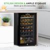 imageNutriChef PKCWC340 Wine Fridge 34 Bottle Single Zone Beverage Chiller 935L Capacity 33x19x17 IN Black