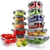 image24Piece Glass Food Storage Containers  Stackable Superior Glass Mealprep Containers wNewly Innovated Hinged BPAFree 100 Leakproof Locking Lids  FreezertoOvenSafe  NutriChef NCGLBU5 BlueGray