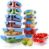 image24Piece Glass Food Storage Containers  Stackable Superior Glass Mealprep Containers wNewly Innovated Hinged BPAFree 100 Leakproof Locking Lids  FreezertoOvenSafe  NutriChef NCGLBU5 BlueBlue