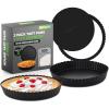 imageNutriChef 2 Round Tart Pans  9 Inch Carbon Steel Tart Baking Trays with Removable Base  Nonstick amp Even Heat Distribution  Includes 100 Parchment Papers  Height of 1 Inch  Black