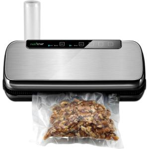 imageNutriChef Food Vacuum Sealer Machine 110W Stainless Steel Automatic Chamber Vacuum Sealer with LED Touch Controls For Food Storage 5 Reusable Vacuum Bags Hose amp Wine Stopper 14 x 6 x 3
