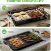 imageNutriChef 24 Stove Top Griddle Pan Nonstick Double Burner Grill amp Griddle Combo Ridged amp Flat Surfaces Suitable for Frying amp Searing CoolTouch Handles Easy to Clean BlackBlack