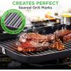 imageNutriChef 24 Stove Top Griddle Pan Nonstick Double Burner Grill amp Griddle Combo Ridged amp Flat Surfaces Suitable for Frying amp Searing CoolTouch Handles Easy to Clean BlackBlack