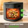 imageNutriChef 4 Quart Electric Kitchen Composter  Smart Countertop Composter Includes 2 Odorless Carbon Filters  Electric Compost Bin for Indoor Use  3 Volume Based Modes Small Medium amp Large  Gray