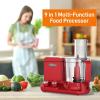 imageNutriChef Food Processor 2 Liter Capacity  Multipurpose amp Ultra Quiet Motor  Includes 6 Attachment Blades amp Silicone Feet to Prevent Slippage  12 Cup Capacity  PreSet Speed For Easy Use  RedRed