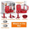 imageNutriChef Food Processor 2 Liter Capacity  Multipurpose amp Ultra Quiet Motor  Includes 6 Attachment Blades amp Silicone Feet to Prevent Slippage  12 Cup Capacity  PreSet Speed For Easy Use  RedRed