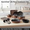 imageNutriChef Kitchenware Pots amp Pans Set  Highqualified Basic Kitchen Cookware Set NonStick 20Piece SetBrown