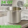 imageNutriChef Stainless Steel Stock Pot with Lid 24 Quart Large Stock Pot with Lid for Soup amp Stews Heavy Duty Stainless Steel Cookware Induction Base Ergonomic Handles Polished 188Stainless Steel