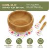imageNutrichef Baby and Toddler 3 compartment plate bowl cup and spoon feeding set silicon suction Nontoxic all natural Bamboo baby food plate Star Set