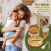 imageNutrichef Baby and Toddler 3 compartment plate bowl cup and spoon feeding set silicon suction Nontoxic all natural Bamboo baby food plate Star Set