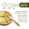 imageNutrichef Baby and Toddler 3 compartment plate bowl cup and spoon feeding set silicon suction Nontoxic all natural Bamboo baby food plate Star Set