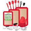 imageNutriChef 23Piece Baking Utensil Collection with Measuring Tools Silicone Mats Spatulas Whisk amp Oven Mitts  Complete Kitchen Utensils Set and Baking Tool Set Suitable for Home BakersRed and Black